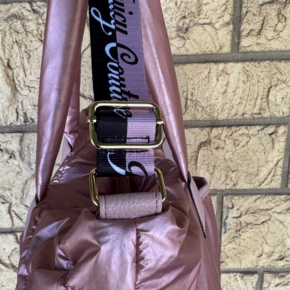 Juicy Couture Metallic Rose Quilted Tote Bag Snow Bunny Weekender Bag Luggage Lg - Picture 6 of 14